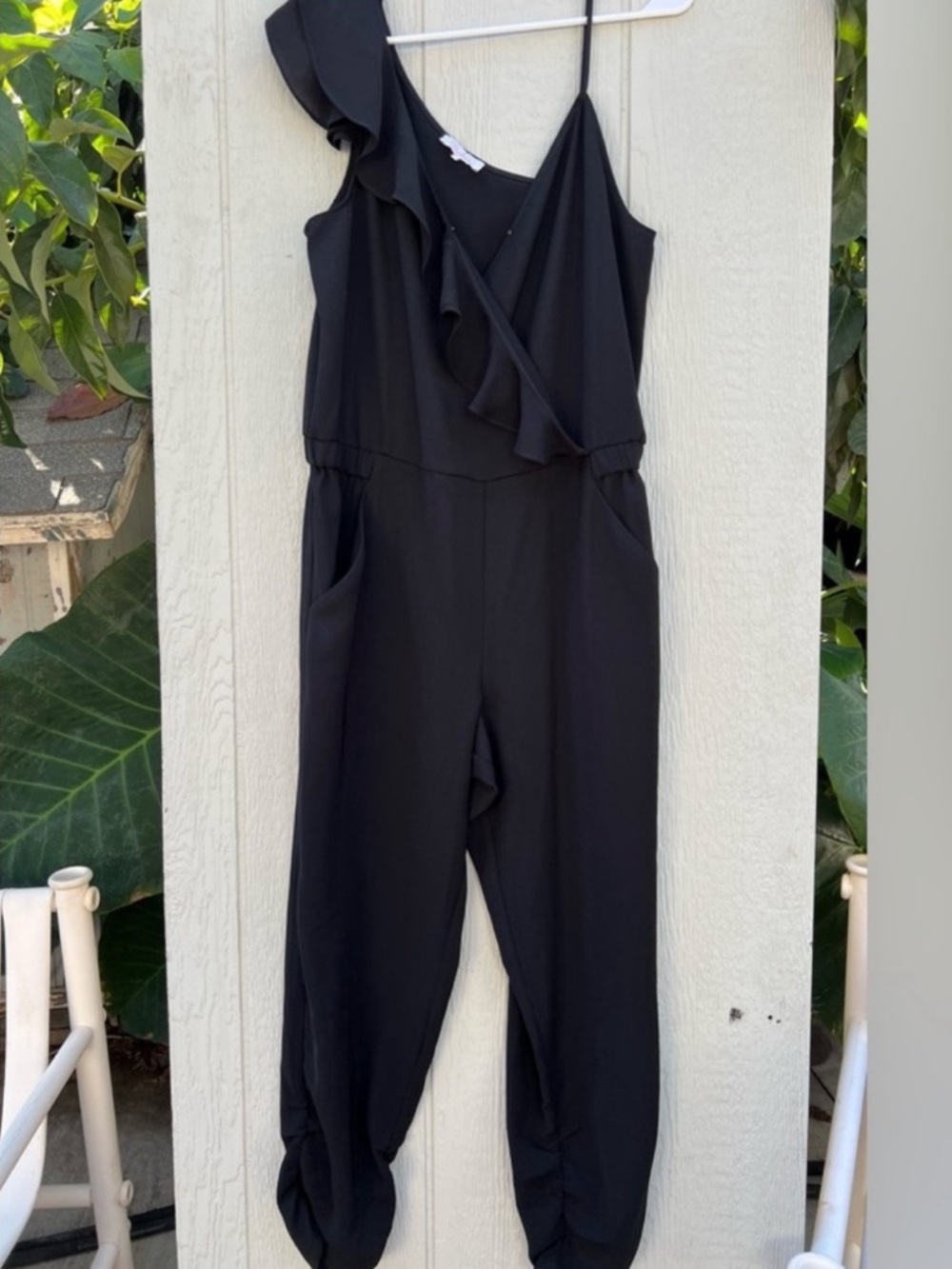 Parker ruffle one shoulder jumpsuit